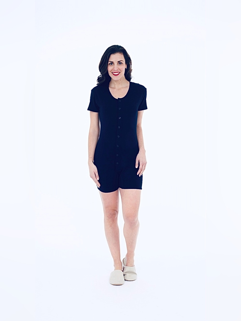 Short Sleeve Pyjama Onesie-Navy
